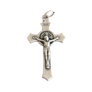 St Benedict Crucifix Cross Pendant with flared edges