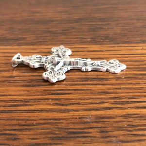 Fleur de Lis Crucifix Pendant Catholic Rosary Cross 1-15/16 image 3