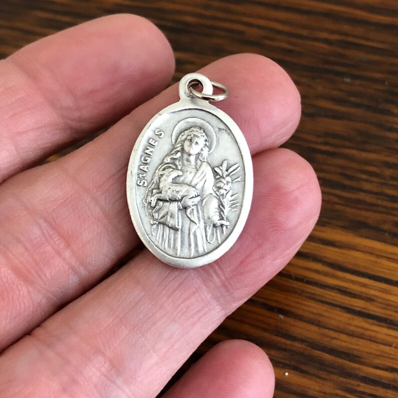 St Agnes Medal Catholic Rosary Parts Gifts 1" - Etsy