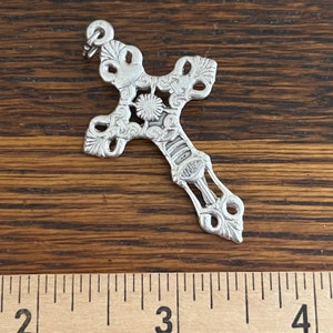 Fleur de Lis Crucifix Pendant Cross Gothic Catholic Rosary Parts 2-1/16 image 3