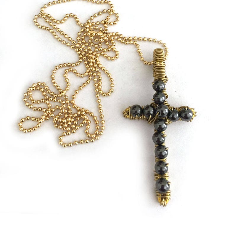 Large Black Hematite Cross Pendant Necklace Gold - Black Hematite Cross Pendant Large Black Hematite Cross Pendant Necklace Gold - Black Hematite Cross Pendant