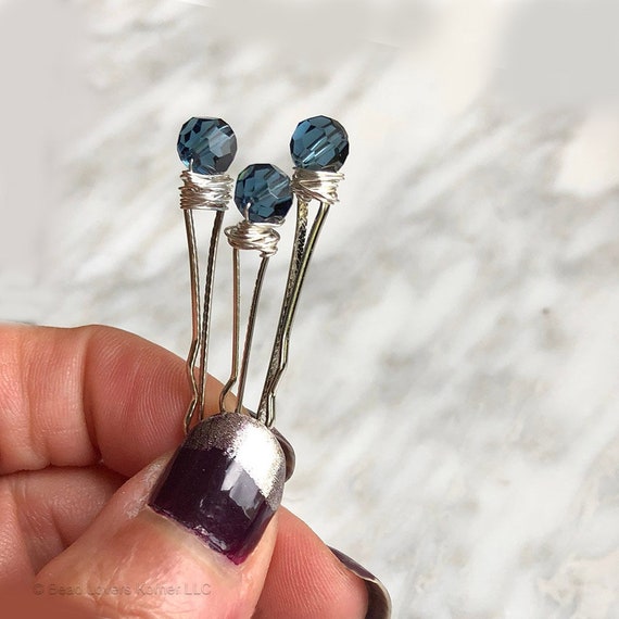 Something Blue Decorative Bobby Pins Hair Accessories Etsy