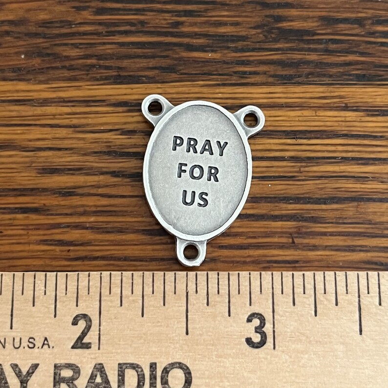 Pray for Us on back of Our Lady of Guadalupe Rosary Centerpiece