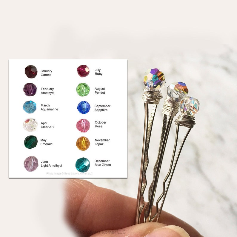 Decorative Crystal Bobby Pins Swarovski Birthstones Hair Clip