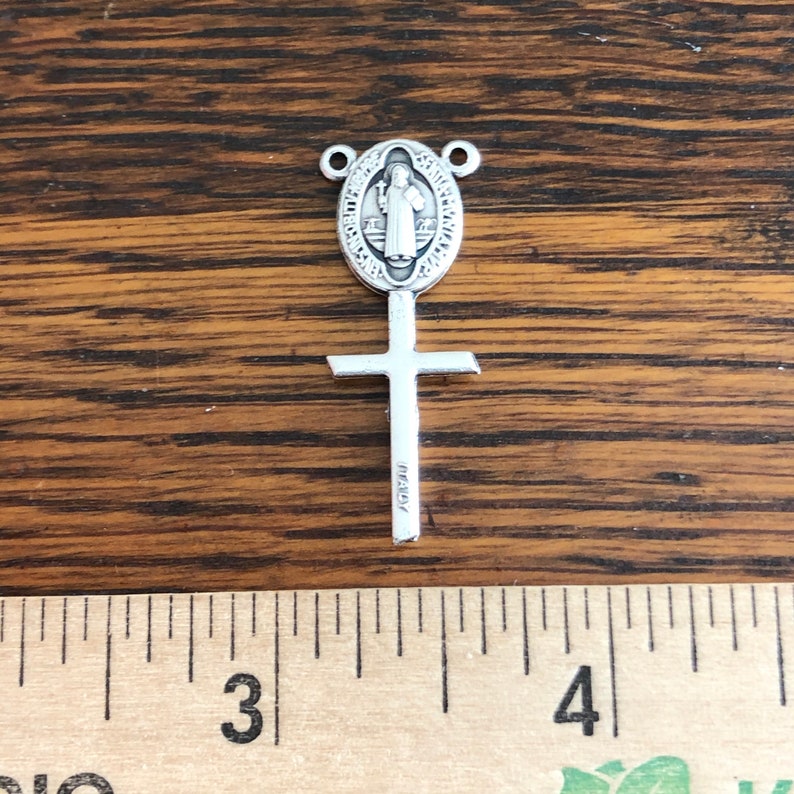 St Benedict Medal Centerpiece & Crucifix Catholic Rosary Parts 1-3/8 image 5