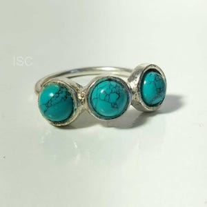 Turquoise Ring in 925 Sterling Silver | Handmade Boho Ring | Minimalist Silver Band | December Birthstone Jewelry | Gift for Her