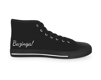 Bazinga Sheldon Cooper The Big Bang Theory Fan Nerd Gift Fandom Men's High Top Sneakers Gift for Him Happy Fun Custom Shoes
