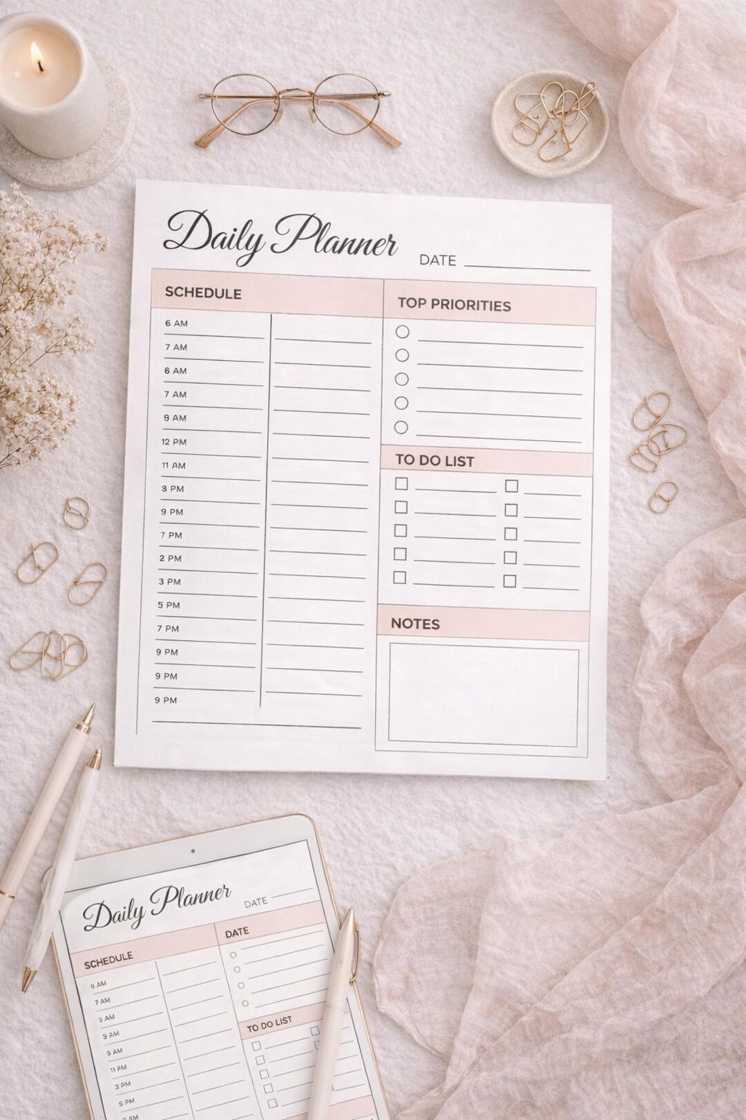 Minimalist Daily Planner Printable | Undated To-do List (8.5 X 11 ...