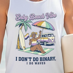 Enby Beach Vibe Shirt Nonbinary TShirt Gift Genderqueer Apparel Pride Month T Shirt Non Binary Flag Tee Gender Identity Shirt Tank Top Love