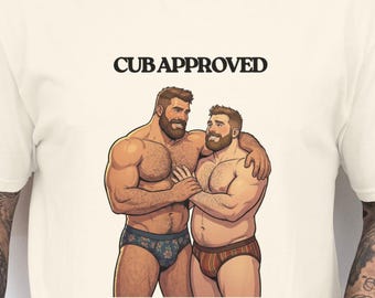 T-shirt pour couple gay ours approuvé Muscle Bear Design poitrine velue graphique drôle Gay Pride vêtements LGBTQ + Idée cadeau T-shirt Débardeur