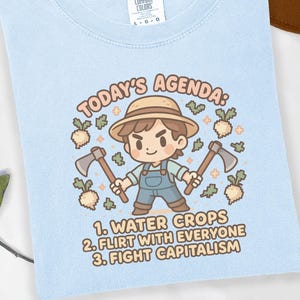 Cute Gamer T-Shirt, Farming Sim Inspired Tee for Cozy Gamers, Kawaii Cottagecore Shirt for Gamers