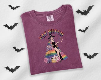 Yas Witch Gay Halloween Shirt T-shirt fierté LGBTQIA Top Queer drôle d'Halloween Witchcore Cadeau d'Halloween esthétique Sorcière arc-en-ciel LGBT