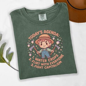 Cute Gamer T-Shirt, Farming Sim Inspired Tee for Cozy Gamers, Kawaii Cottagecore Shirt for Gamers