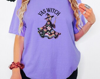 Yas Witch Gay Halloween Shirt T-shirt fierté LGBTQIA Top Queer drôle d'Halloween Witchcore Cadeau d'Halloween esthétique Sorcière arc-en-ciel LGBT