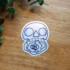 Gothic Skull and Rose Sticker