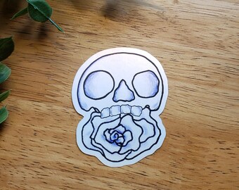 Gothic Skull and Rose Sticker