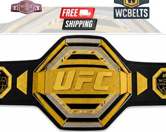UFC Legacy Championship Title Belt Replica | Adult Size Genuine Cowhide Leather Brass Plates