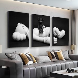 Ensemble de 3 affiches murales KAWS, téléchargement numérique, décoration HYPEBEAST, poster Kaws, décoration Kaws, figurine Kaws, jouets Hypebeast, décoration intérieure.