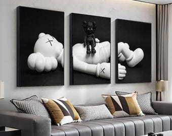 Set of 3 KAWS Wall Art Prints, Digital Download, HYPEBEAST Decor, Kaws Poster, Kaws Decor, Kaws Figure, Hypebeast Toys,Home decore.