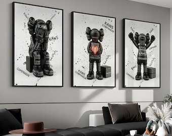 Set di poster Kaws Companion, graffiti murali, decorazioni per la stanza in stile hypebeast (download digitale)