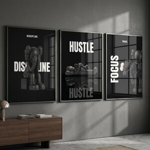 Set of 3 Black Motivational Print; Hypebeast Black Man Wall Art (Digital Download). image 2