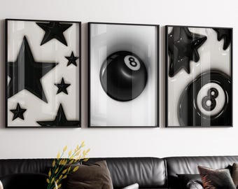 Set Of 3 HypeBeast Room Decor, Hypebast kaws Poster, Cool Wall Art Set, 3D Wall Art, HypeBeast Wall Art, Trendy Wall Art, digital download