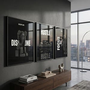 Set of 3 Black Motivational Print; Hypebeast Black Man Wall Art (Digital Download). image 3