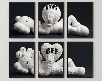 KAWS Graffiti Poster Set of 6: Hypebeast Sneaker Art,Room Decor,Cool Wall Art Set, HypeBeast Wall Art, Trendy Wall Art, (Digital Download)