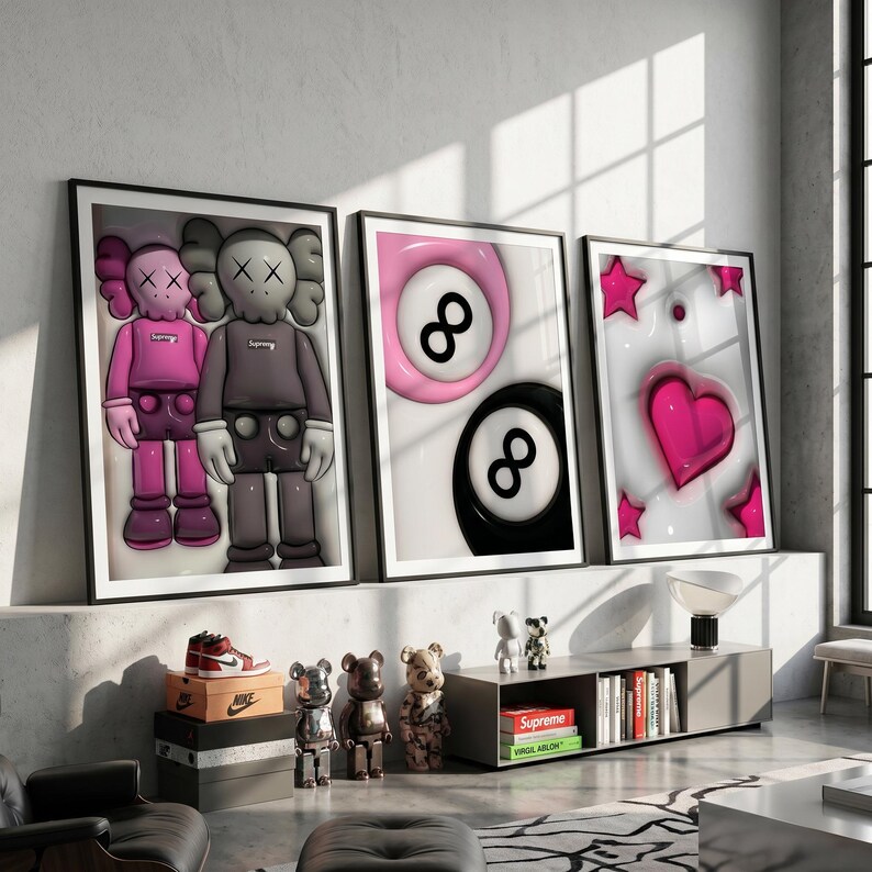 hypebeast set of 3, hypebeast toy, modren wall art, hypebeast poster, hypebeast decor, hypebeast wall art, cool wall art, hypebeast digital, hypebeast printable, luxury wall art, trendy wall art, digital download, kids room decor