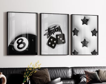 Set Of 3 HypeBeast Room Decor, Hypebast kaws Poster, Cool Wall Art Set, 3D Wall Art, HypeBeast Wall Art, Trendy Wall Art, digital download
