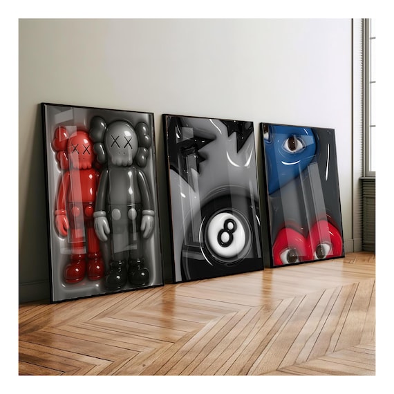 Hyebeast Set Of 3 Room Decor, Hypebast kaws Poster, Cool Wall Art Set, 3D Wall Art, HypeBeast Wall Art, Trendy Wall Art, digital download.