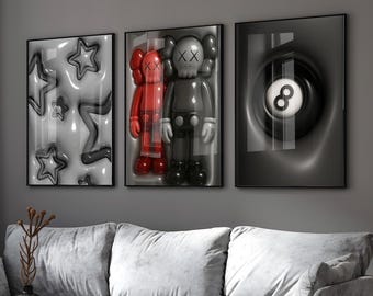Hypebeast Kaws Poster Set, Graffiti Art, Trendy Wall Decor (Digital Download)