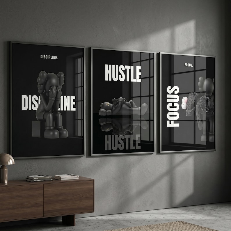 Set of 3 Black Motivational Print; Hypebeast Black Man Wall Art (Digital Download). image 2