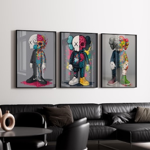 Digital Download Hypebeast Kaws Figure Poster Set of 3 | Minimalist Wall Art Prints 8