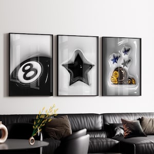 HypeBeast Set of 3 Room Decor, Hypebast kaws Poster, Cool Wall Art Set,, 3D Wall Art, HypeBeast Wall Art, Trendy Wall Art,
