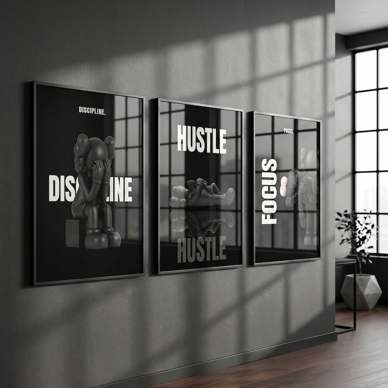 Set of 3 Black Motivational Print; Hypebeast Black Man Wall Art (Digital Download). image 5