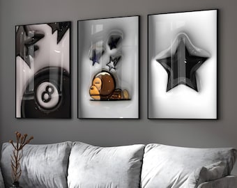 Hypebeast Kaws Wall Decor Poster Set, Graffiti Art, Sneaker Prints (Digital Download)