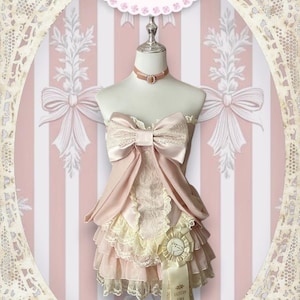 Ensemble en dentelle rose de ballet romantique avec noeud mignon
