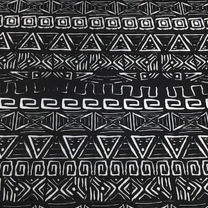Tribal Black White Geometric Upholstery Fabric Bold Ethnic Pattern Polyester for Modern Decor, Crafts Statement DIY Projects, Home Decor