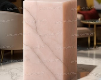 ピンクオニキスキューブテーブル：モダンなアクセント家具、天然石の