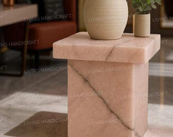 Rosa Onyx soff- och sidobord, Onyx sängbord, hörnbord, Onyx sockel, Onyx kubbord, Onyx soffbord, Onyx piedestal, rosa sten