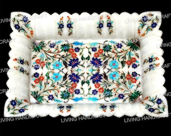 14インチ大理石フルーツボウル、リーフデザインボウル、ピエトラデュラ