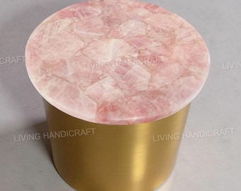 Rose Quartz Coffee Table, Rose Quartz Side Table Top, Quartz Center Table, Gemstone Table Top, Pink Stone Table Top