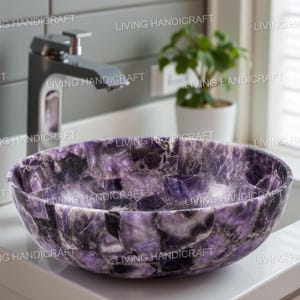 Amethyst Stone Wash Basin, Amethyst Stone Sink, Luxury Bathroom & Kitchen Sink, Marble Sink, Bathroom Accessories, Gemstone Sink, Stone Sink