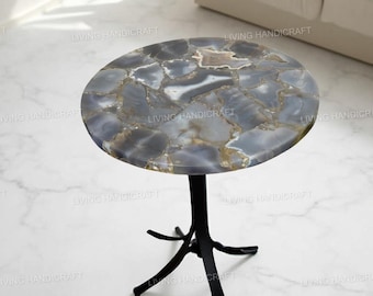 Mesa auxiliar de ágata, mesa de centro de ágata natural, tablero de piedra preciosa, mesa de centro de ágata, tablero de mesa de ágata, muebles de ágata