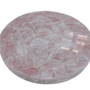 Handmade Pink Rose Quartz Coffee Table Top: Gemstone Center Table