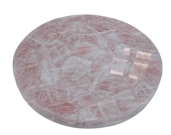 Handmade Pink Rose Quartz Coffee Table Top: Gemstone Center Table