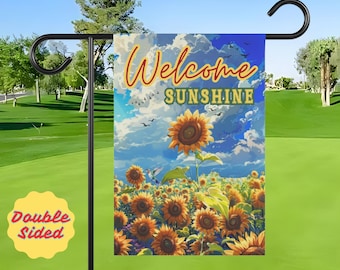 Bandera de jardín de girasoles "Bienvenidos al sol": decoración alegre para el jardín de verano
