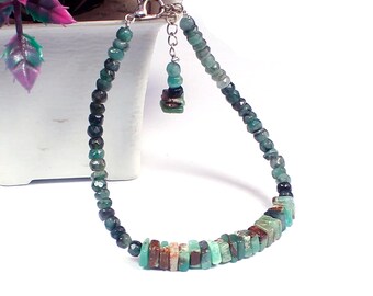 Natürliches Smaragd und Chrysopras Rondelle Armband: Zarte Edelstein Perlen Schmuck