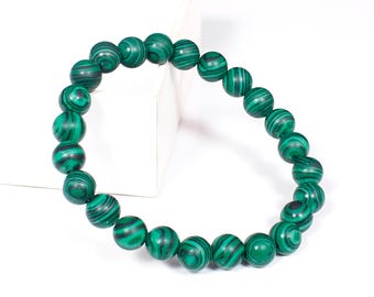 Natural Malachite Bracelet, Green Gemstone Beaded Bracelet, Gift for Women